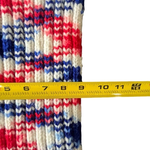 Red, white, and blue striped knit scarf with fringe #winteraccessories - Picture 2 of 3